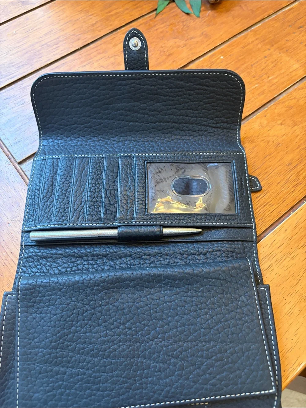 Dooney & Bourke Black Pebble Leather Snap Wallet